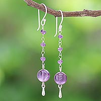 Amethyst dangle earrings, 'Pretty in Purple'