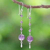 Pendientes colgantes de amatista, 'Pretty in Purple' - Pendientes colgantes de amatista y plata de ley