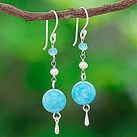 Multi-gemstone dangle earrings, Ocean Echo