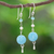 Multi-gemstone dangle earrings, 'Ocean Echo' - Handmade Aquamarine and Quartz Dangle Earrings (image 2) thumbail