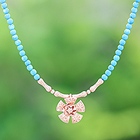 Rose gold-plated howlite pendant necklace, 'Dreamy Skies'