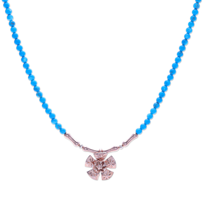 Rose gold-plated howlite pendant necklace, 'Dreamy Skies' - Rose Gold-Plated Howlite Pendant Necklace