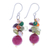 Multi-gemstone dangle earrings, 'Bright Holiday' - Hand Made Garnet and Peridot Dangle Earrings thumbail