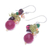 Multi-gemstone dangle earrings, 'Bright Holiday' - Hand Made Garnet and Peridot Dangle Earrings (image 2c) thumbail