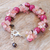 Multi-gemstone beaded bracelet, 'Magenta Charm' - Garnet and Cultured Freshwater Pearl Beaded Bracelet