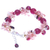 Multi-gemstone beaded bracelet, 'Magenta Charm' - Garnet and Cultured Freshwater Pearl Beaded Bracelet (image 2e) thumbail