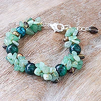 Pulsera con cuentas de piedras preciosas Múltiples - Pulsera con cuentas de cuarzo ahumado y perlas cultivadas