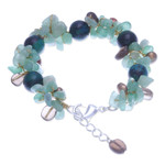 Multi-gemstone beaded bracelet, 'Sea Foam Charm' - Smoky Quartz and Cultured Pearl Beaded Bracelet