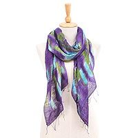 Batik silk scarf, Vivid Night