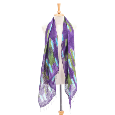 Batik silk scarf, 'Vivid Night' - Handmade Batik Silk Scarf from Thailand
