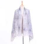 Hand-painted silk shawl, 'Firework Festival in Grey' - Hand-Painted Abstract-Motif Silk Shawl