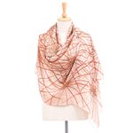 Hand-painted silk shawl, 'Firework Festival in Brown' - Hand-Painted Thai Silk Shawl