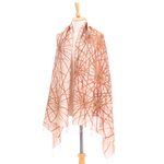 Hand-painted silk shawl, 'Firework Festival in Brown' - Hand-Painted Thai Silk Shawl