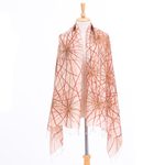 Hand-painted silk shawl, 'Firework Festival in Brown' - Hand-Painted Thai Silk Shawl