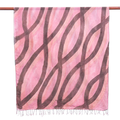 Hand-painted silk shawl, 'Sweet Vine' - Eco-Friendly Thai Silk Shawl