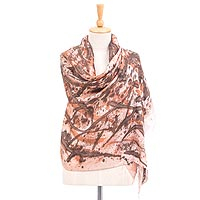 Hand-painted silk shawl, 'Abstract Lanna' - Eco-Friendly Abstract-Motif Silk Shawl