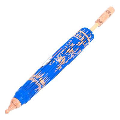 Sombrilla de algodón y bambú pintada a mano - Sombrilla de bambú y algodón pintada a mano