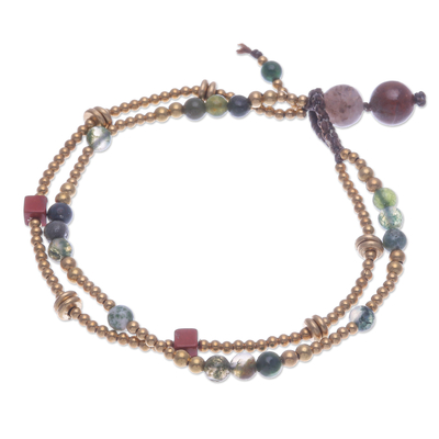 Armband aus Achat- und Jaspisperlen - Handgefertigtes Jaspis- und Achat-Perlenarmband