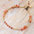 Carnelian beaded anklet, 'Night Walk in Orange' - Carnelian and Brass Bell Beaded Anklet (image 2) thumbail