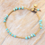 Calcite beaded Anklet, 'Night Walk in Teal' - Calcite and Brass Bell Beaded Anklet (image 2) thumbail