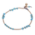 Calcite beaded Anklet, 'Night Walk in Teal' - Calcite and Brass Bell Beaded Anklet (image 2c) thumbail
