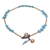 Calcite beaded Anklet, 'Night Walk in Teal' - Calcite and Brass Bell Beaded Anklet (image 2d) thumbail