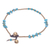 Calcite beaded Anklet, 'Night Walk in Teal' - Calcite and Brass Bell Beaded Anklet (image 2e) thumbail