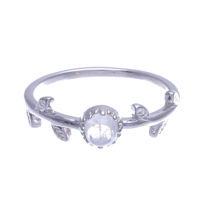 Rainbow Moonstone and Sterling Silver Solitaire Ring