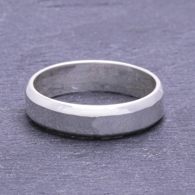 Men's sterling silver band ring, 'Smart Silver' - Men's Hand Crafted Sterling Silver Band Ring