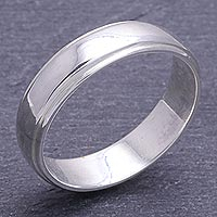 Men's sterling silver band ring, 'Daily Silver' - Men's Hand Made Sterling Silver Band Ring