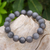 Moonstone beaded stretch bracelet, 'Grey Sugar Pill' - Handmade Moonstone Beaded Stretch Bracelet