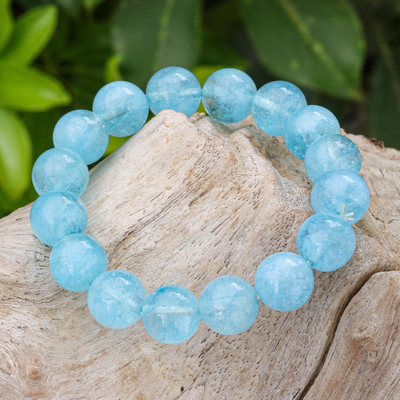 Buy AFIYA Certified Natural Aquamarine Stone Bracelet - 8mm Round Beads For  Reiki Healing, Evil Eye Protection, And Crystal Healing at Amazon.in