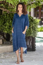 Cotton dress, 'Chao Phraya Shores' - Tunic-Style Cotton Dress