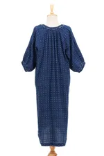 Cotton dress, 'Chao Phraya Shores' - Tunic-Style Cotton Dress