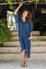 Cotton dress, 'Chao Phraya Shores' - Tunic-Style Cotton Dress