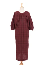 Cotton dress, 'Chiang Mai Chic' - Burgundy Tunic-Style Dress from Thailand