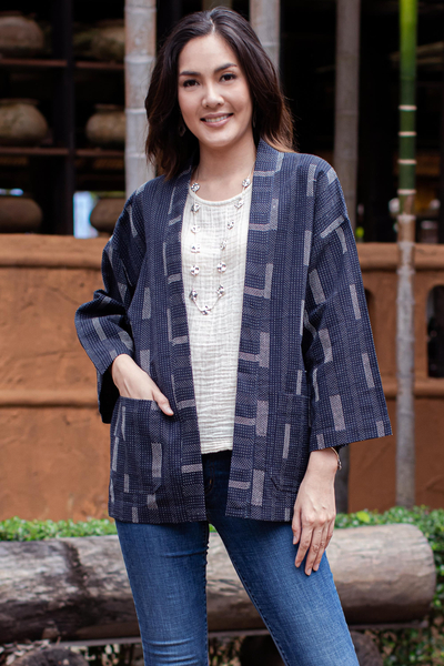 Chaqueta kimono de algodón - Chaqueta de algodón con parte delantera abierta