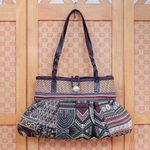 Cotton blend shoulder bag, 'Breathe Easy in Green' - Cotton Blend and Leather Trim Shoulder Bag