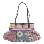 Cotton blend shoulder bag, 'Breathe Easy in Green' - Cotton Blend and Leather Trim Shoulder Bag