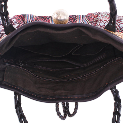 Cotton blend shoulder bag, 'Breathe Easy in Red' - Cotton Blend Geometric-Motif Shoulder Bag