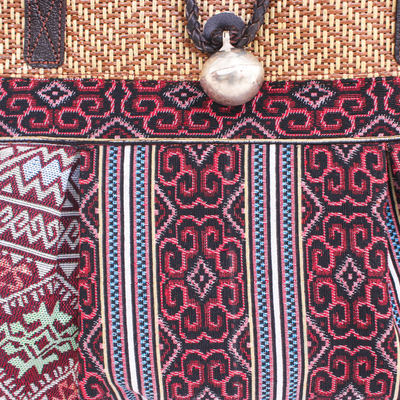 Cotton blend shoulder bag, 'Breathe Easy in Red' - Cotton Blend Geometric-Motif Shoulder Bag