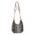 Leather-accented cotton blend sling bag, 'Fabled Land in Green' - Leather-Accented Sling Bag with Geometric Motif