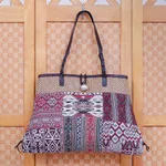 Cotton blend shoulder bag, 'Shopping Day in Red' - Cotton Blend Patchwork Shoulder Bag