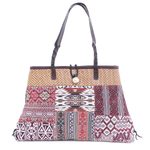 Cotton blend shoulder bag, 'Shopping Day in Red' - Cotton Blend Patchwork Shoulder Bag