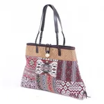 Cotton blend shoulder bag, 'Shopping Day in Red' - Cotton Blend Patchwork Shoulder Bag