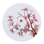Hand-painted cotton and bamboo parasol, 'Blossom Season' - Hand-Painted Cotton Tree-Motif Parasol