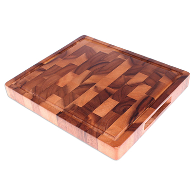 Wood cutting board, 'Natural Selection' - Hand Carved Raintree Wood Cutting Board