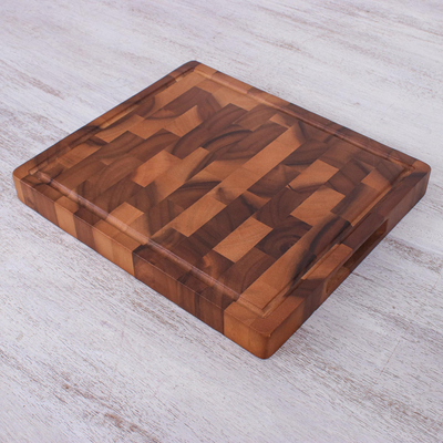 Wood cutting board, 'Natural Selection' - Hand Carved Raintree Wood Cutting Board