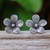 Silver button earrings, 'Striped Garden' - Karen Silver Floral-Motif Button Earrings (image 2) thumbail