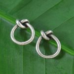 Silver button earrings, 'Forever Knot' - Karen Silver Infinity Knot Button Earrings